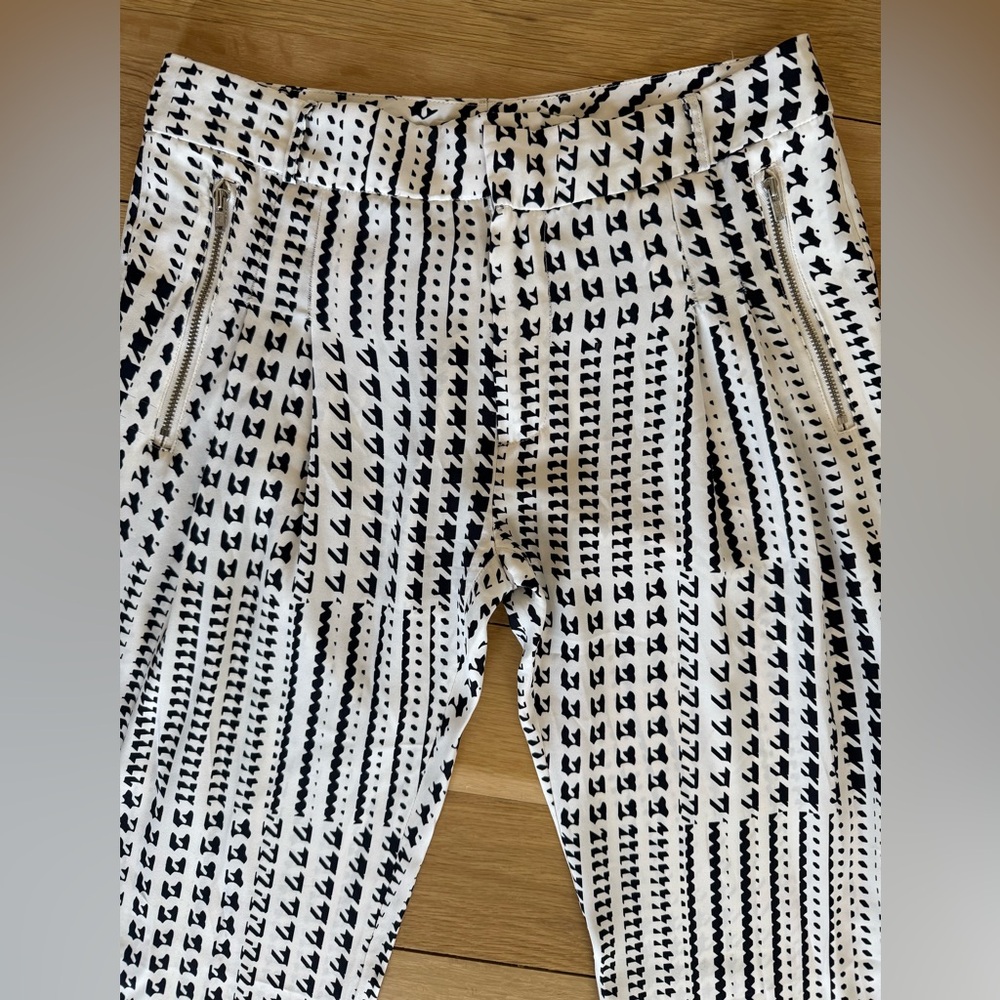 Parker Lindy Houndstooth Black and White Silk Pants